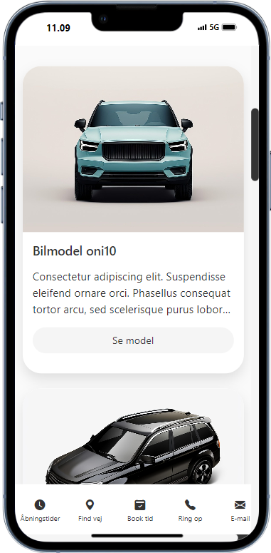 Hjemmeside til bilforhandler